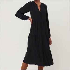 Loft Tiered Midi Dress size small petite gauzey texture